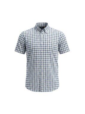 Cremeux Mens Blue & White Plaid Seersucker Short-Sleeve Button-Down Shirt XXL